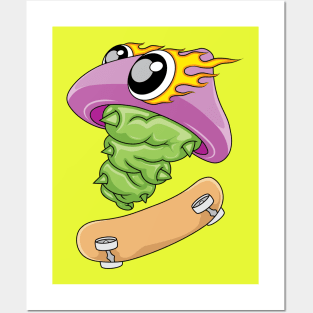 Skater Mushroom monster Posters and Art